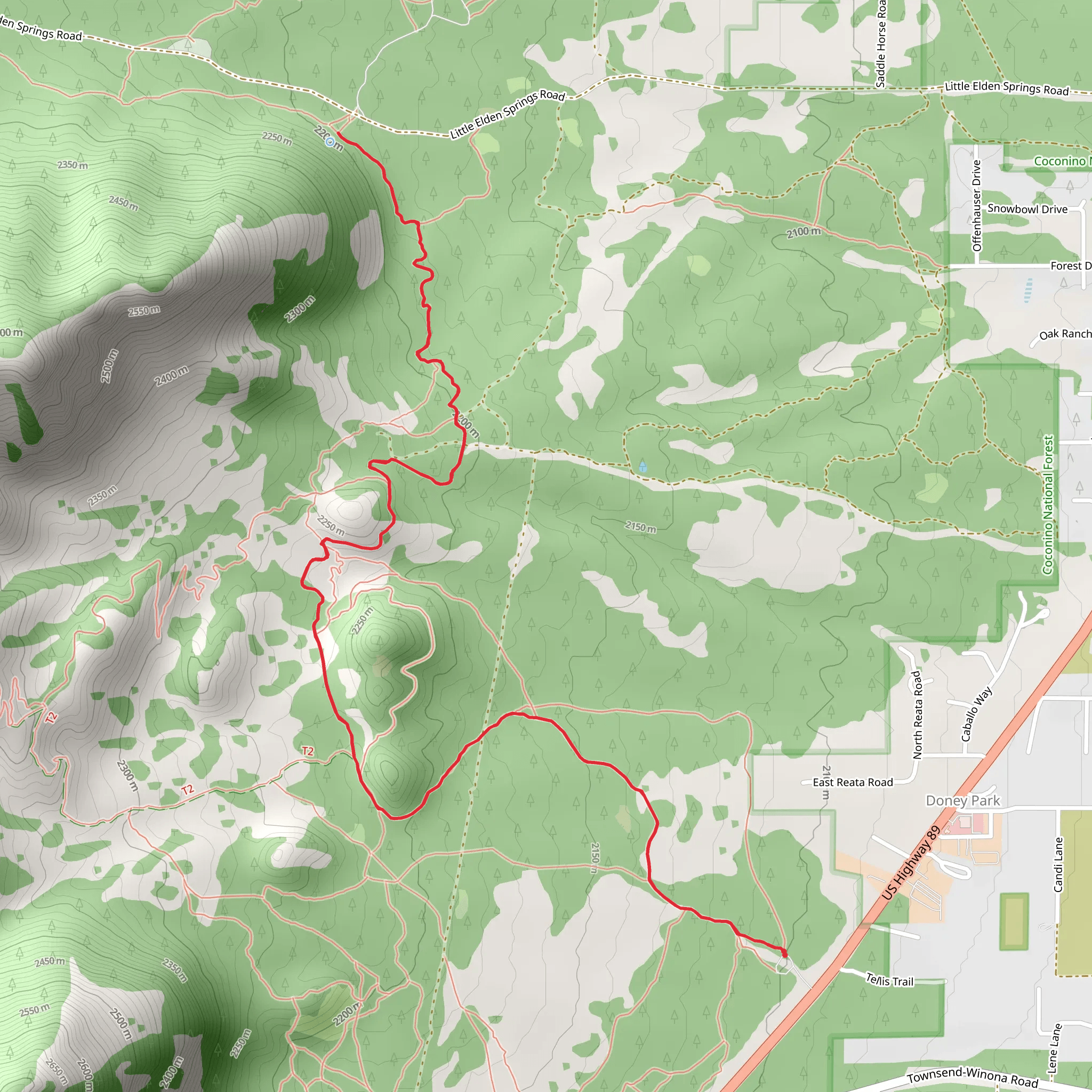 Sandy Seep and Arizona Trail-Little Elden mobile static map
