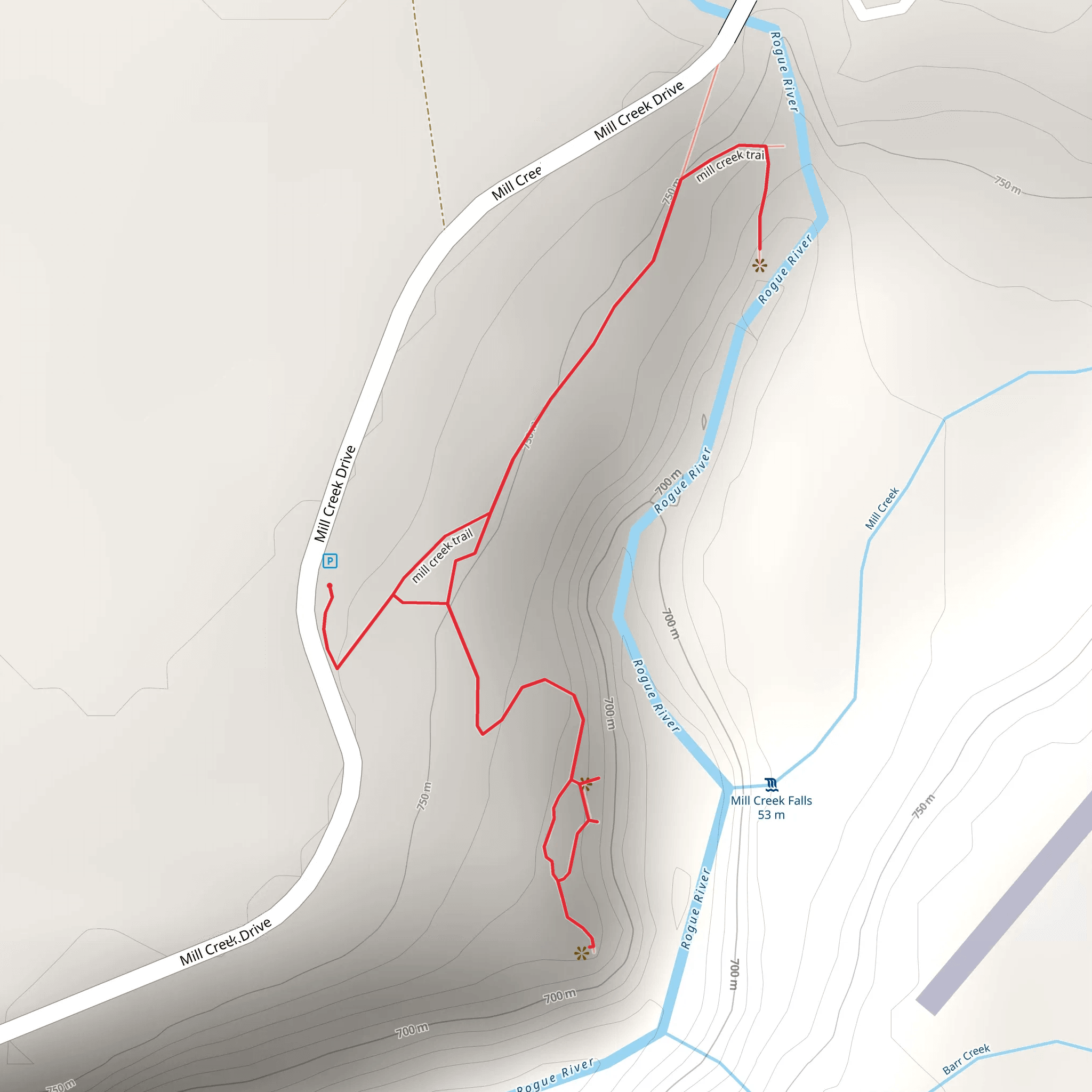 Mill Creek Falls mobile static map