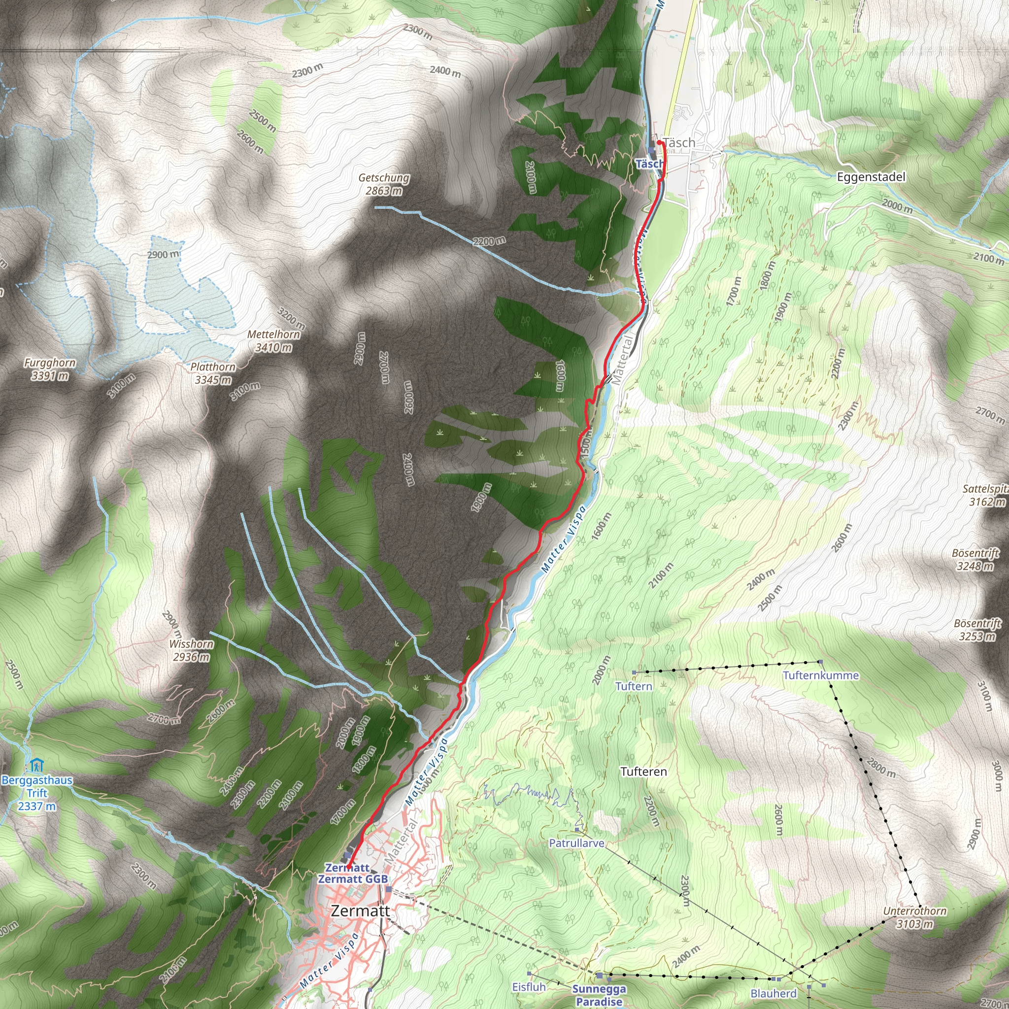 Zermatt-Täsch Railway Trail - Nr 50 mobile static map