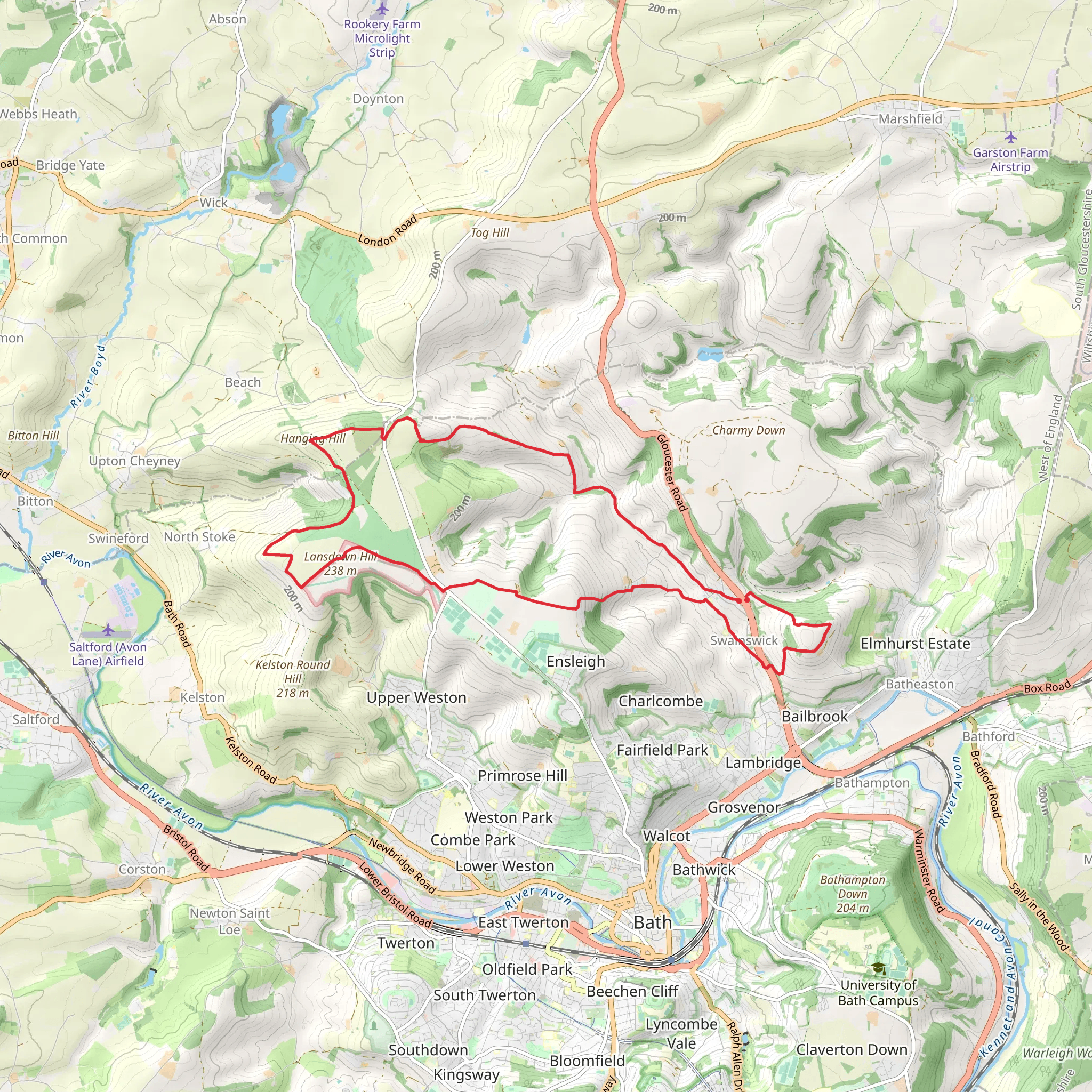 Swainswick Valley and Little Solsbury Hill (26) mobile static map