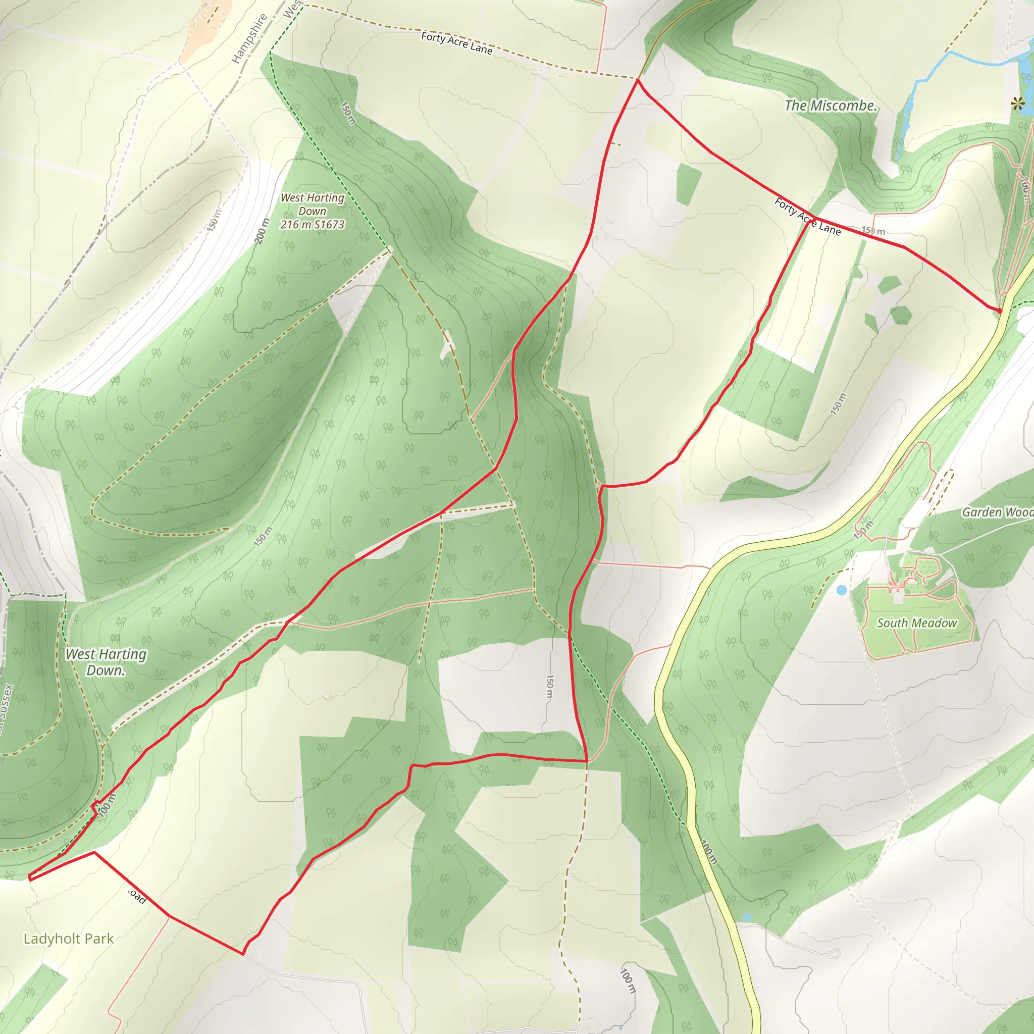 West Harting Down Short Loop mobile static map