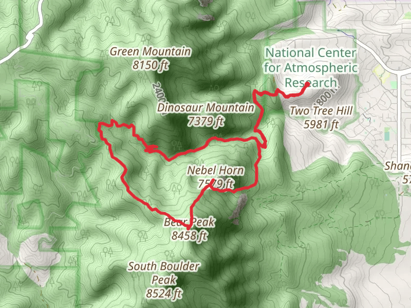 Nebel Horn, Bear Peak, Bear Canyon Loop via Mesa Trail