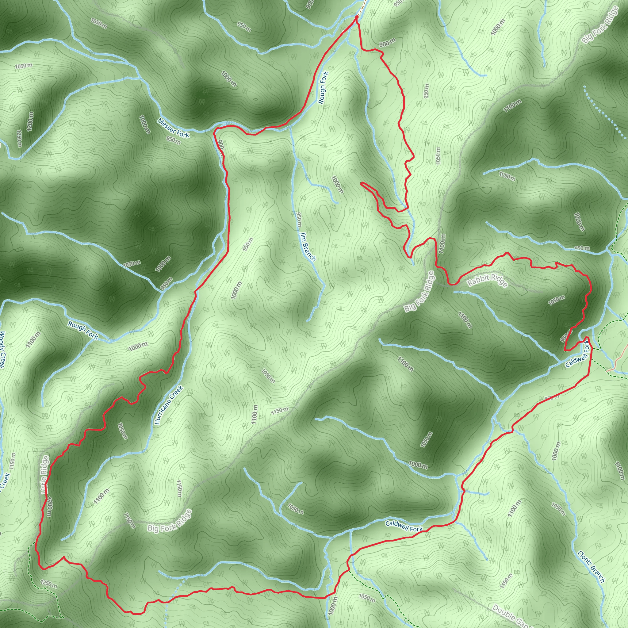Big Fork Ridge Trail and Rough Fork Trail Loop mobile static map