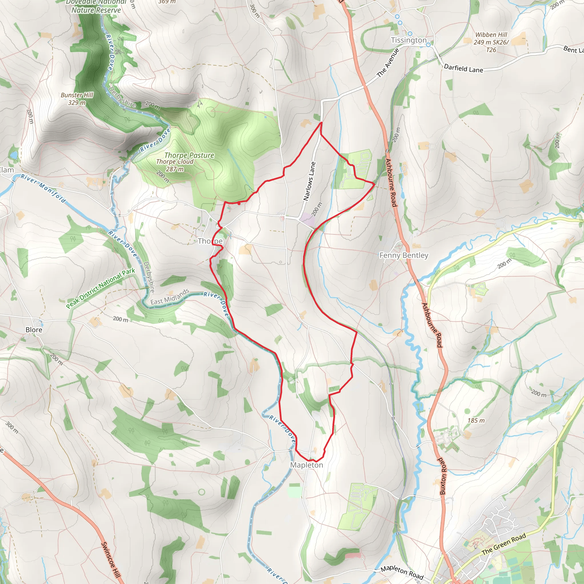 Hinchley Wood and Hamston Hill via Tissington Trail mobile static map
