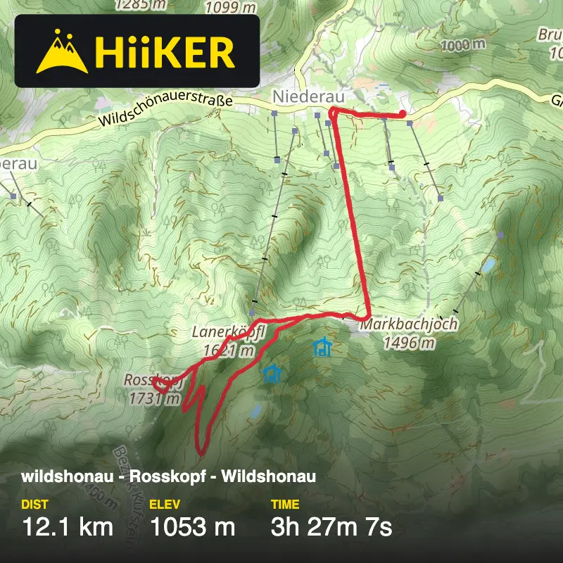 A map preview of the recording wildshonau - Rosskopf - Wildshonau.