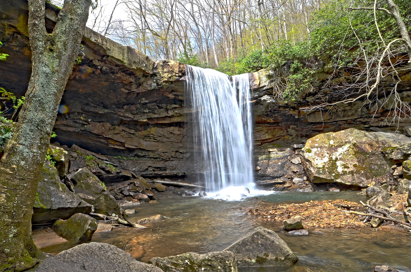 An image depicting the trail Cucumber Falls and its surrounding area.