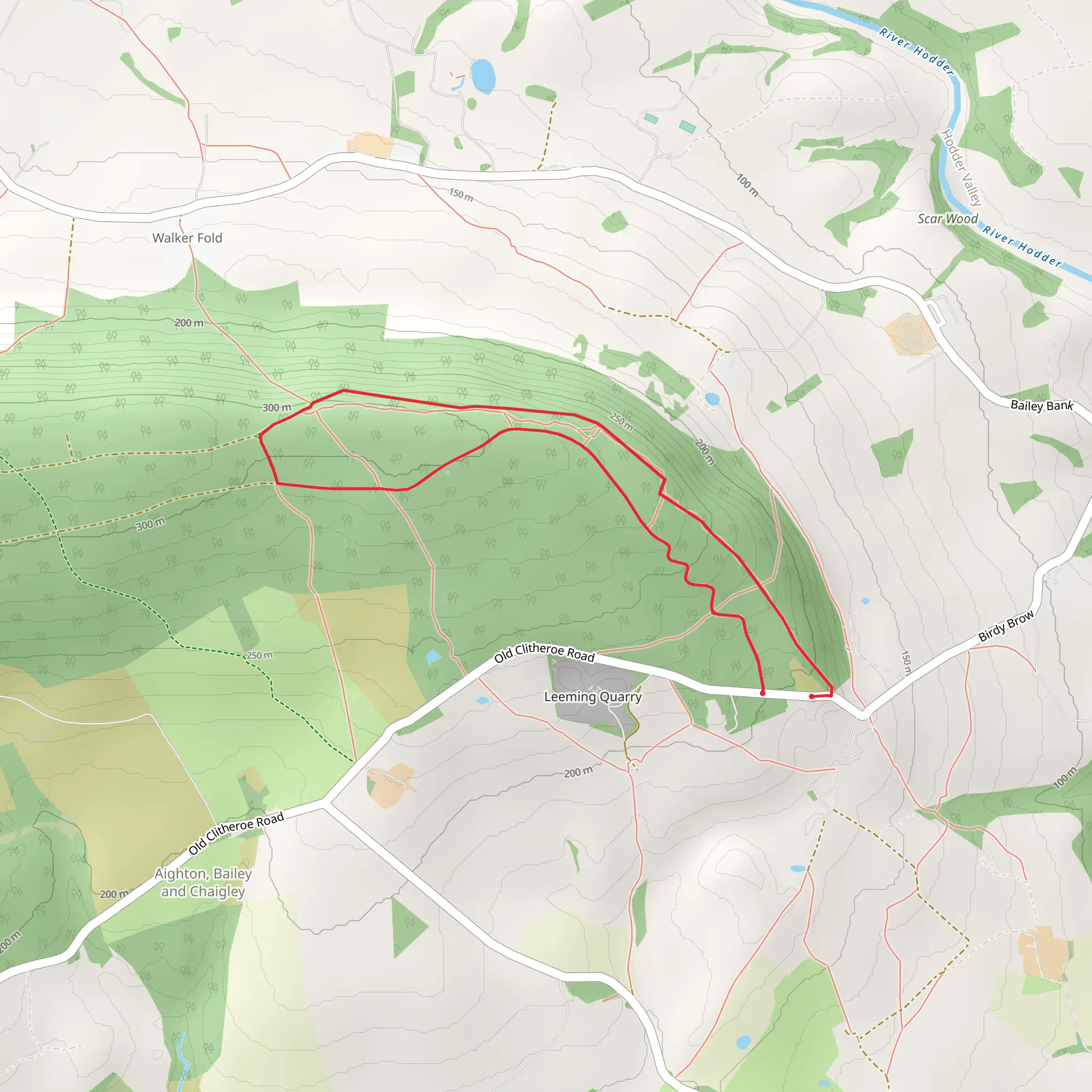 Chaigley Hall Woods Short Loop mobile static map