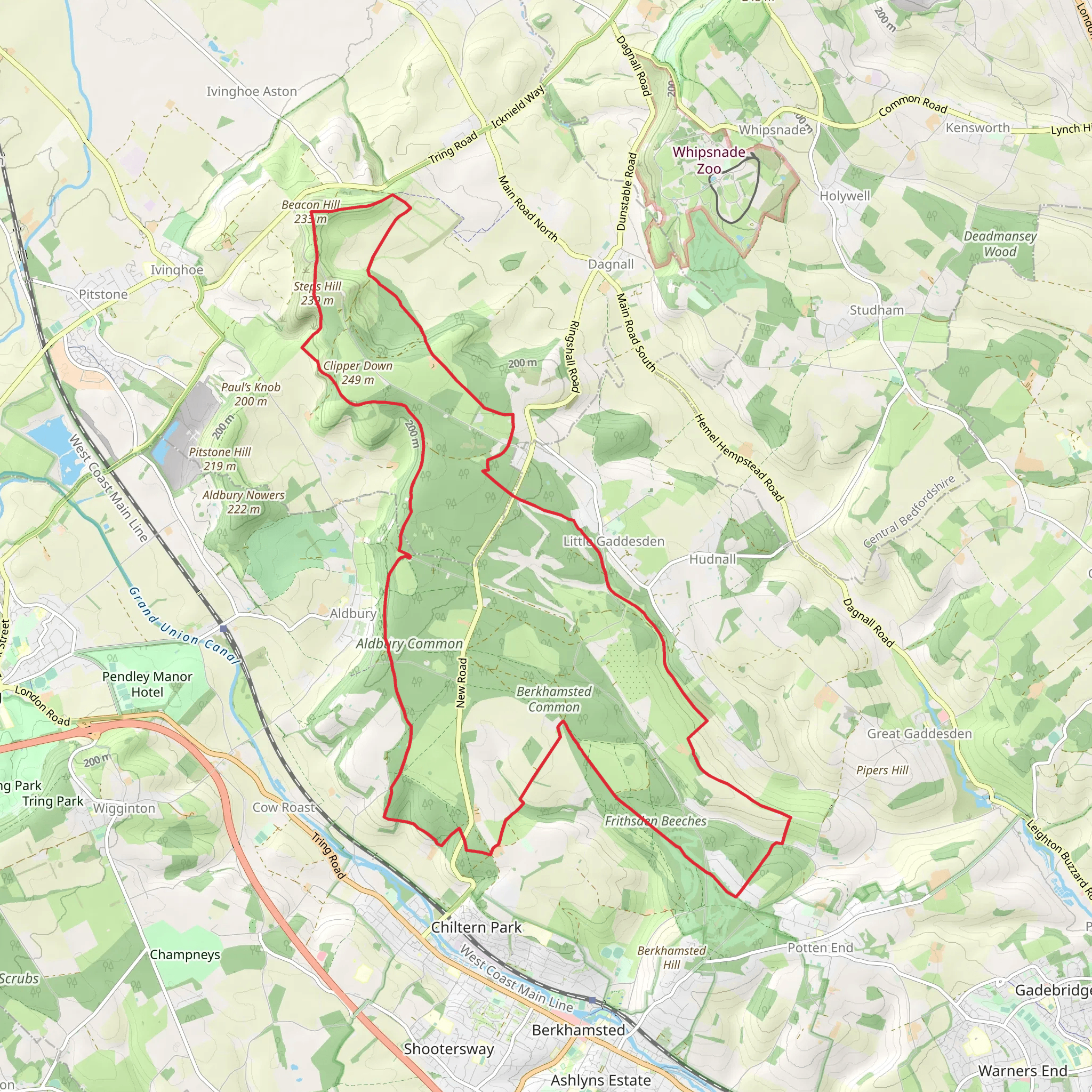 Aldbury-Frithsden and Beacon Hill Loop mobile static map