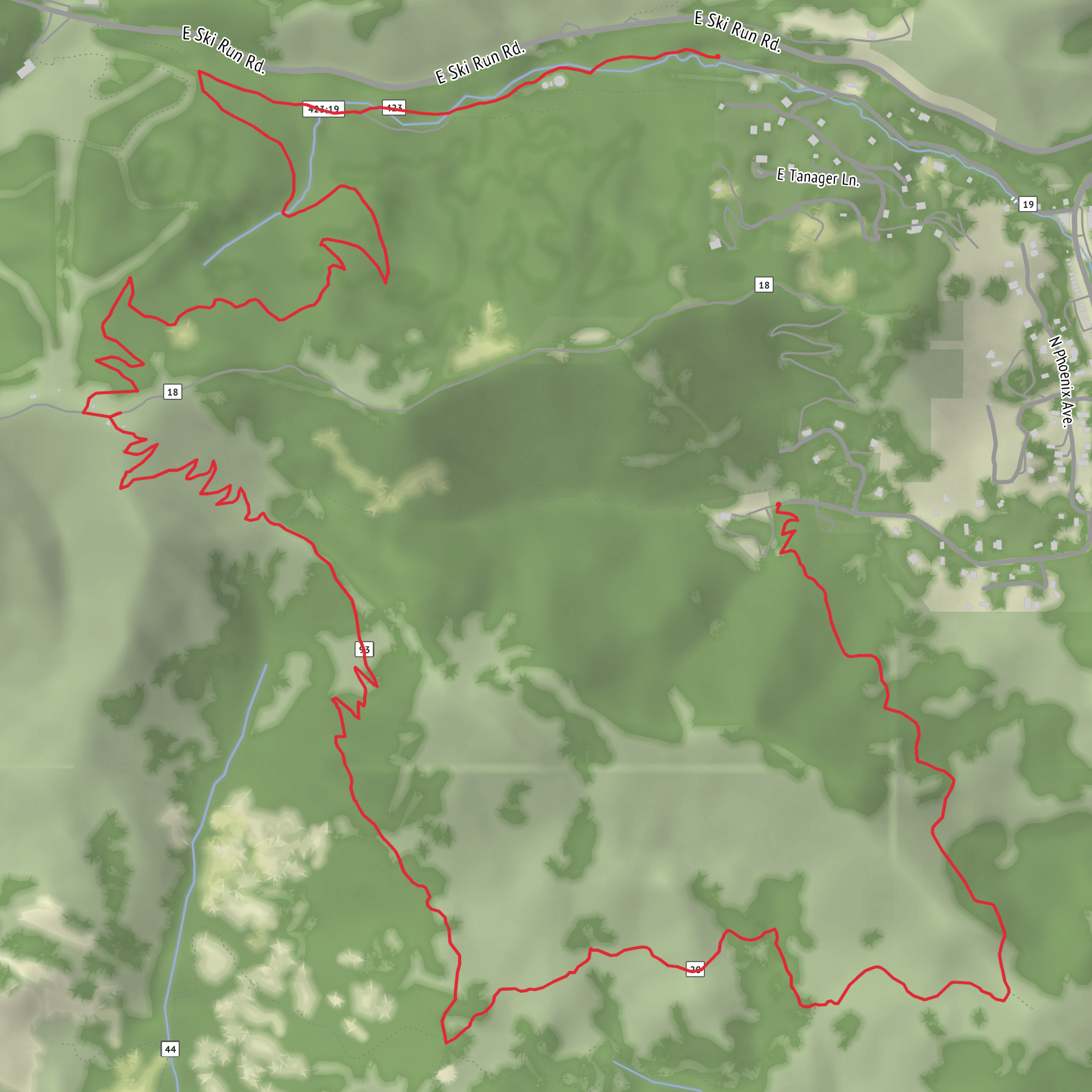Mint Spring to Aspen to Aspen Draw mobile static map