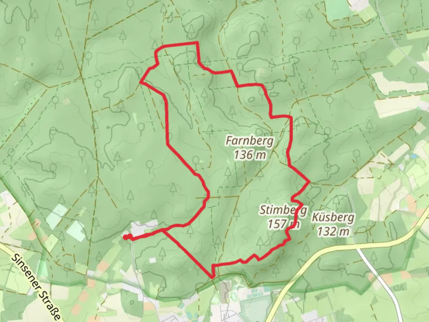 An image depicting the trail Stimberg Park Rundweg and Mutter Wehner Rundweg Loop and its surrounding area.