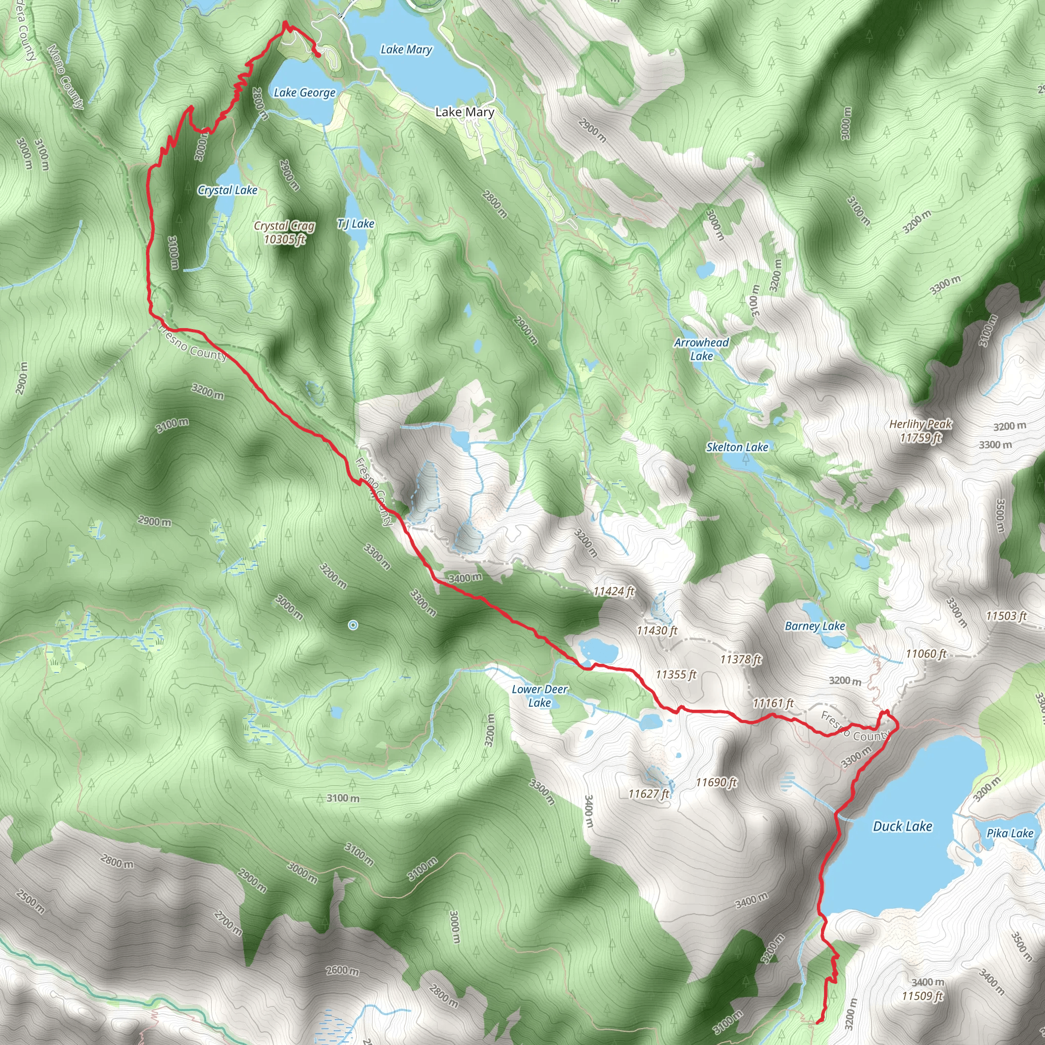 Duck Lake via Mammoth Crest Trail mobile static map