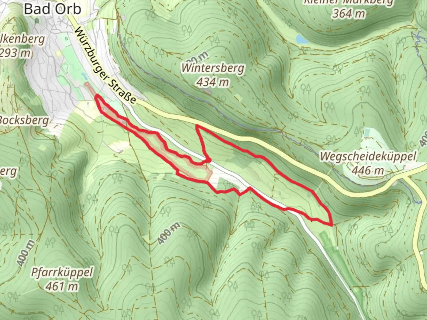 An image depicting the trail Spessartweg and Naturlehrpfad Orbtal and its surrounding area.