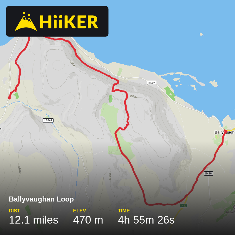 A map preview of the recording Ballyvaughan Loop.