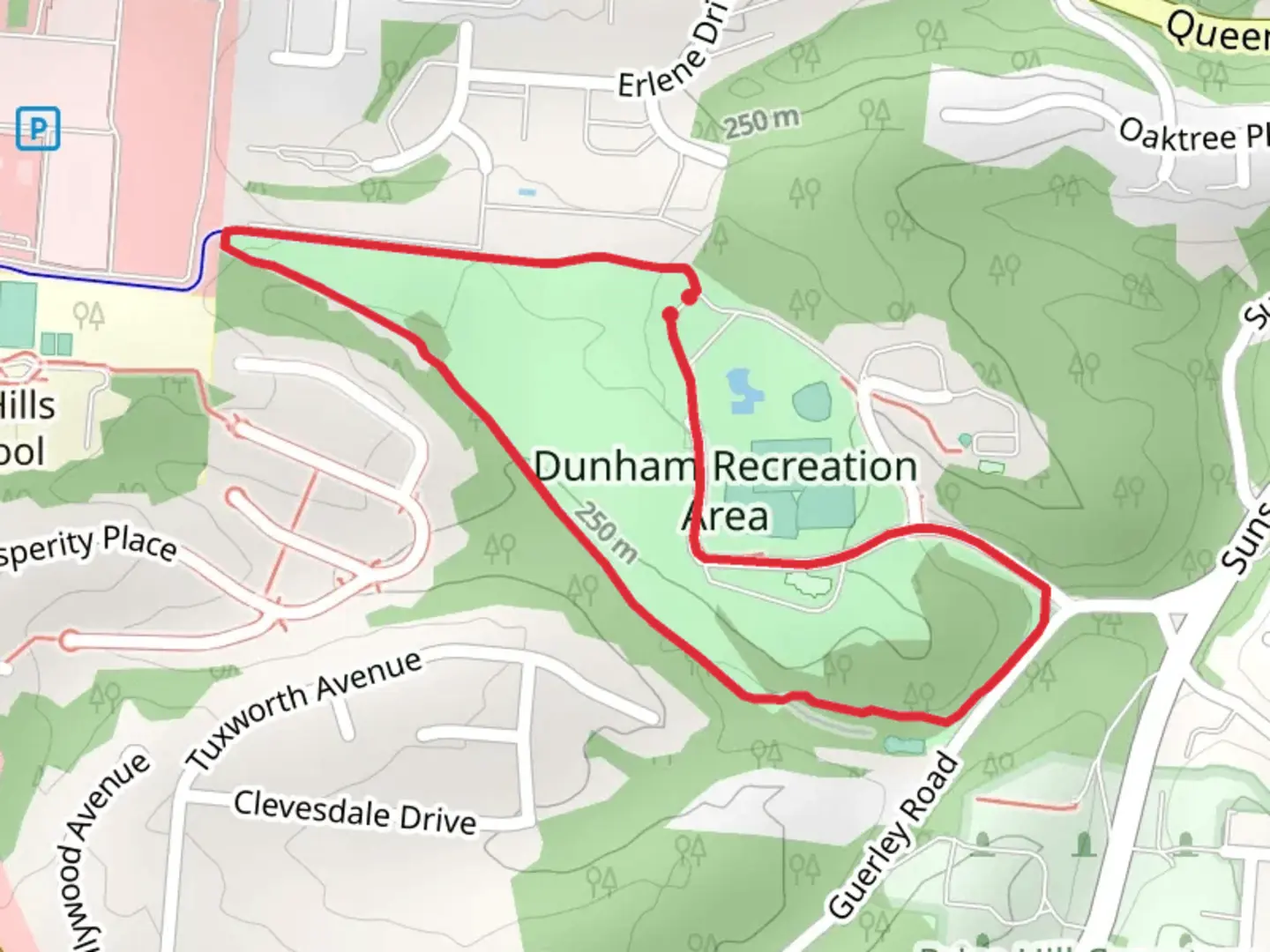 An image depicting the trail Dunham Way Loop and its surrounding area.
