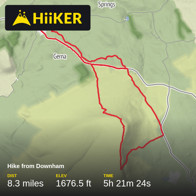A map preview of the recording Hike from Downham.