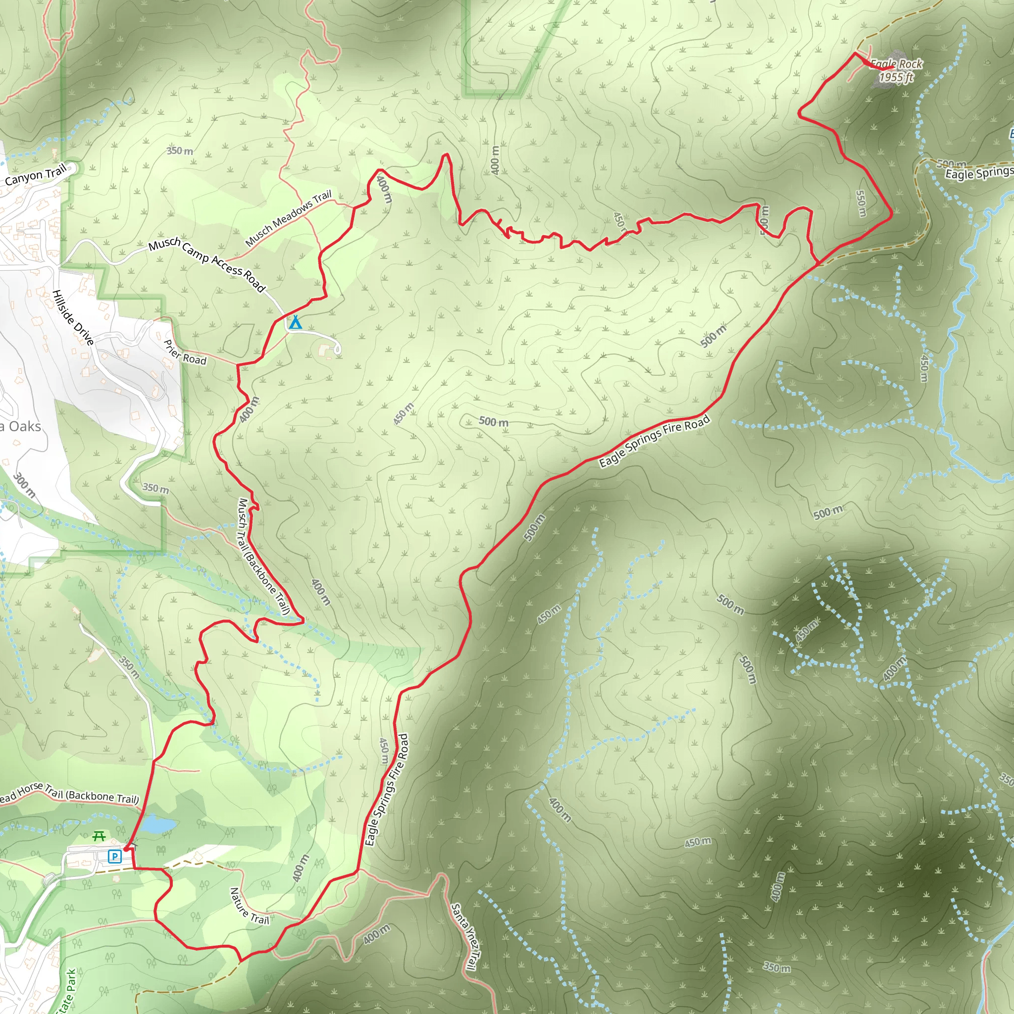 Musch and Eagle Rock Loop Trail mobile static map