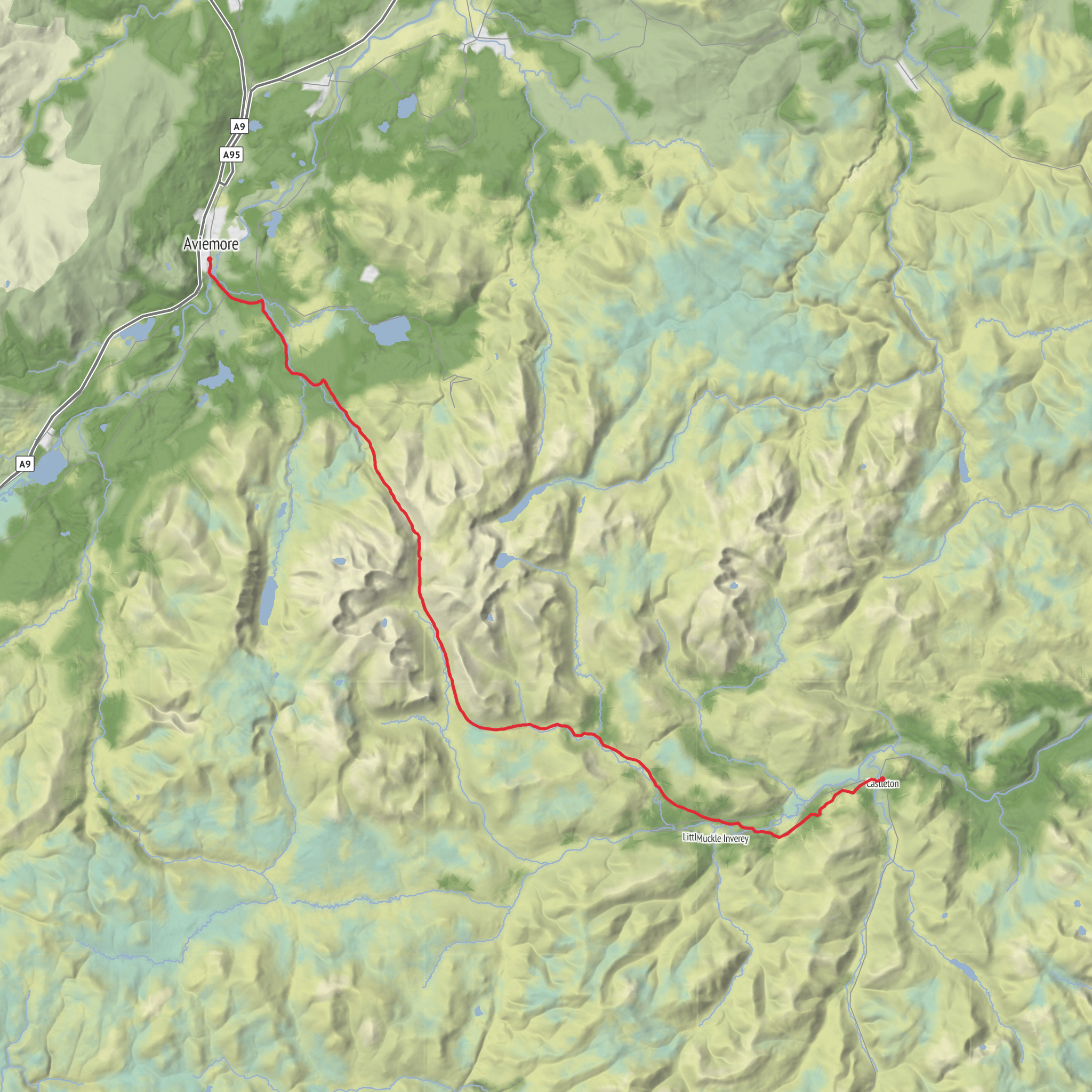 Aviemore to Braemar mobile static map