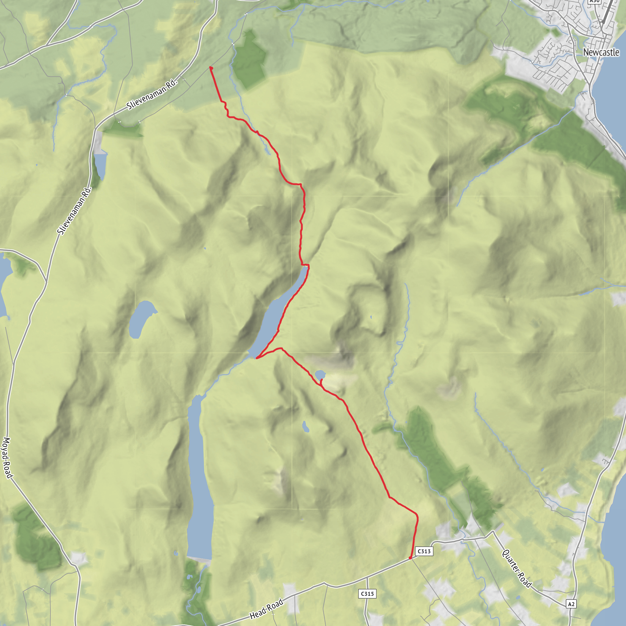 Meelmore, Ben crom & Blue Lough mobile static map