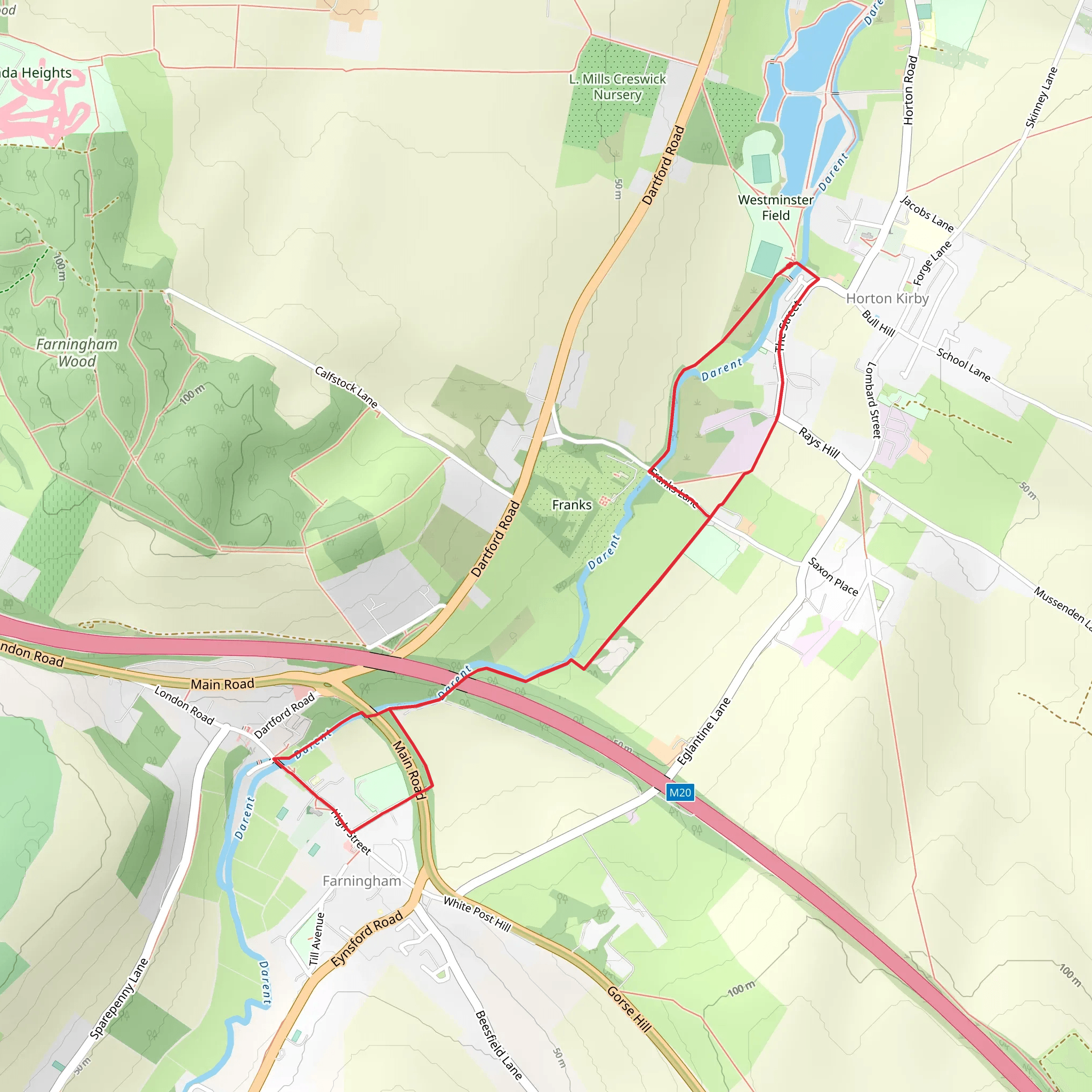 Darent Walk - Horton Kirby mobile static map