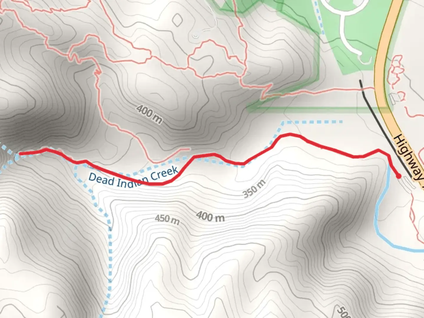 An image depicting the trail Dead Indian Canyon and its surrounding area.