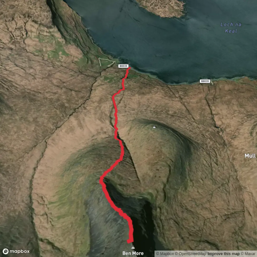 An image depicting the trail Mull: Ben More and its surrounding area.