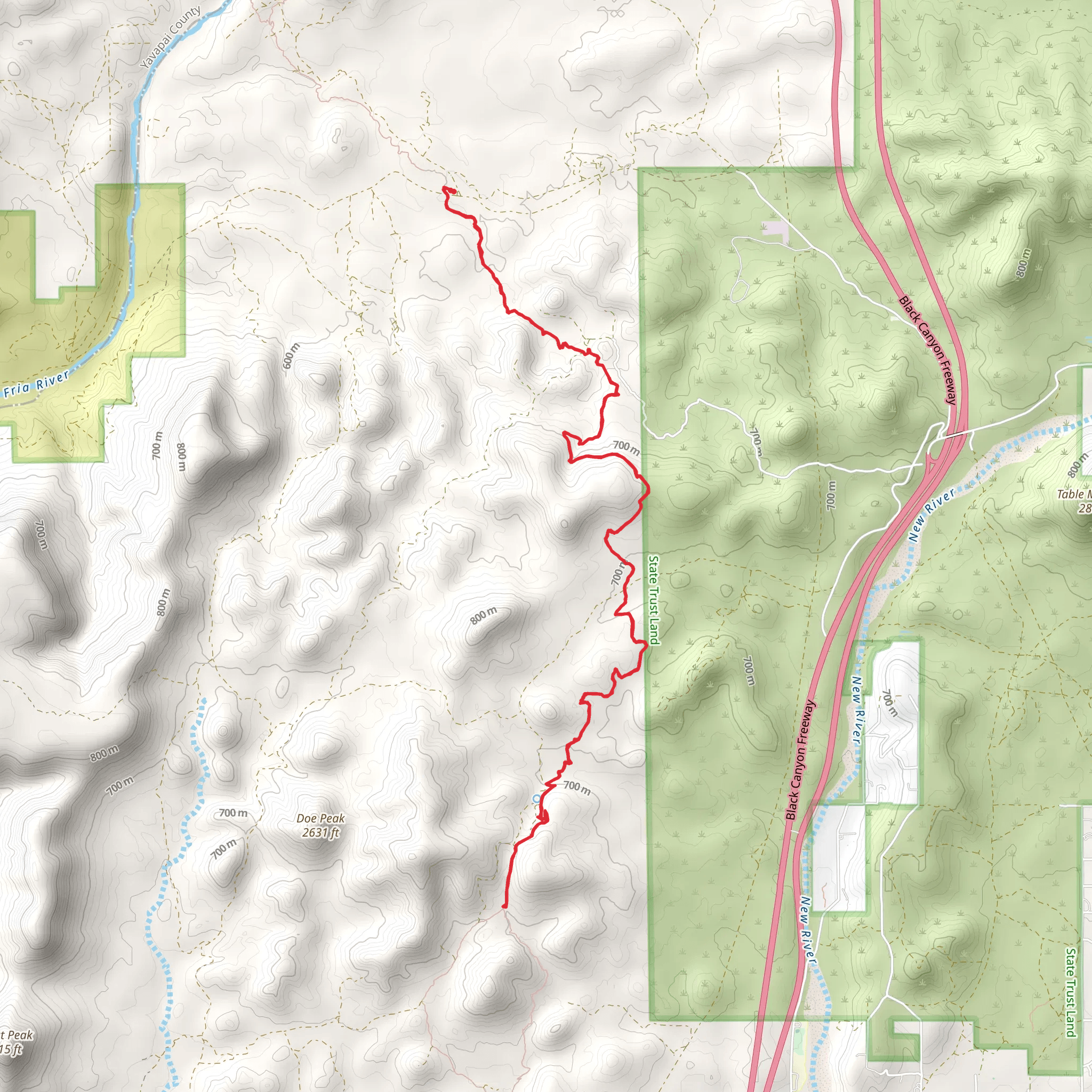 Black Canyon Trail Out and Back mobile static map