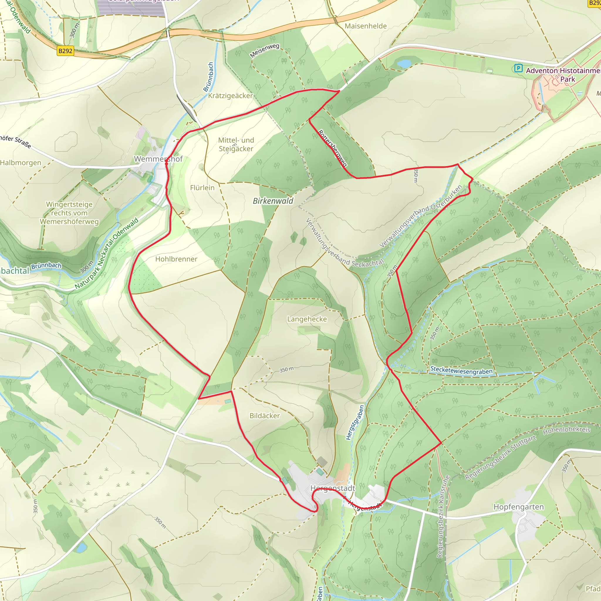 Rottersbergweg and Limes Wanderweg mobile static map