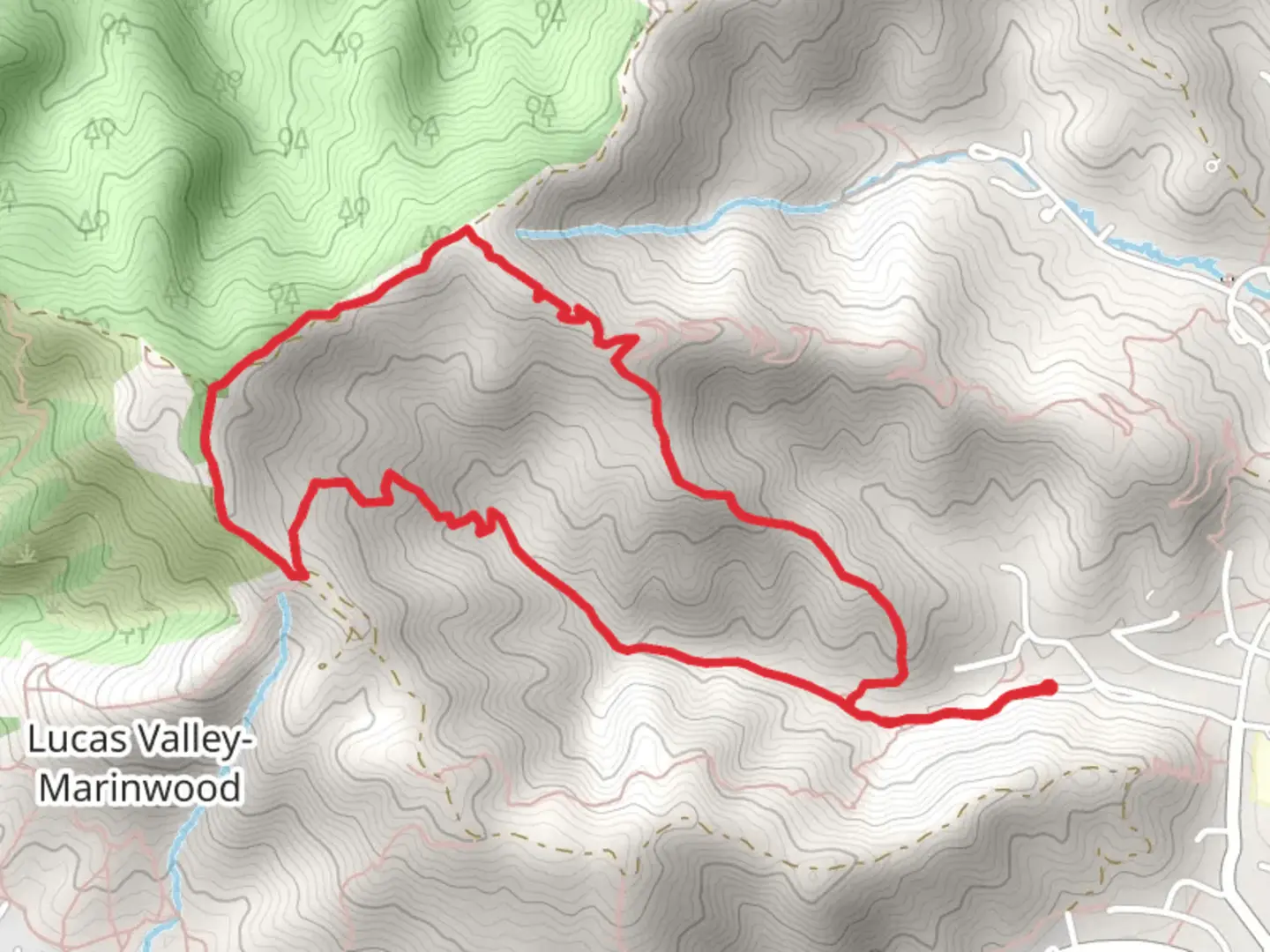 An image depicting the trail Horne Trail and Big Rock Ridge Road Loop and its surrounding area.