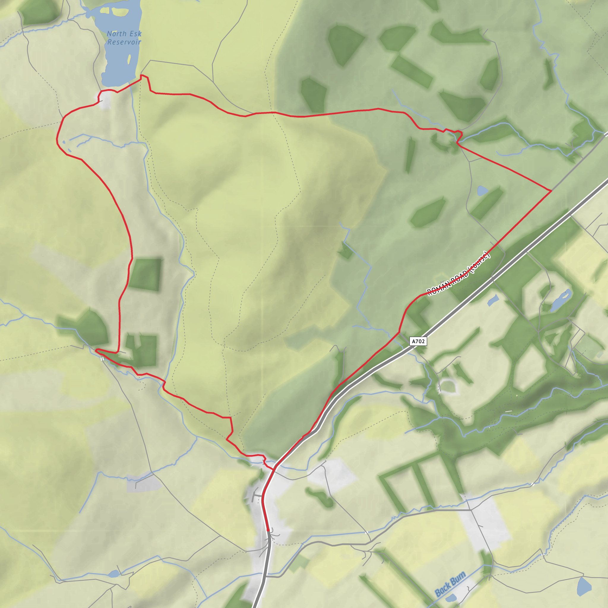 North Esk Reservoir, Patie's Hill and Fairlie Hope Loop mobile static map