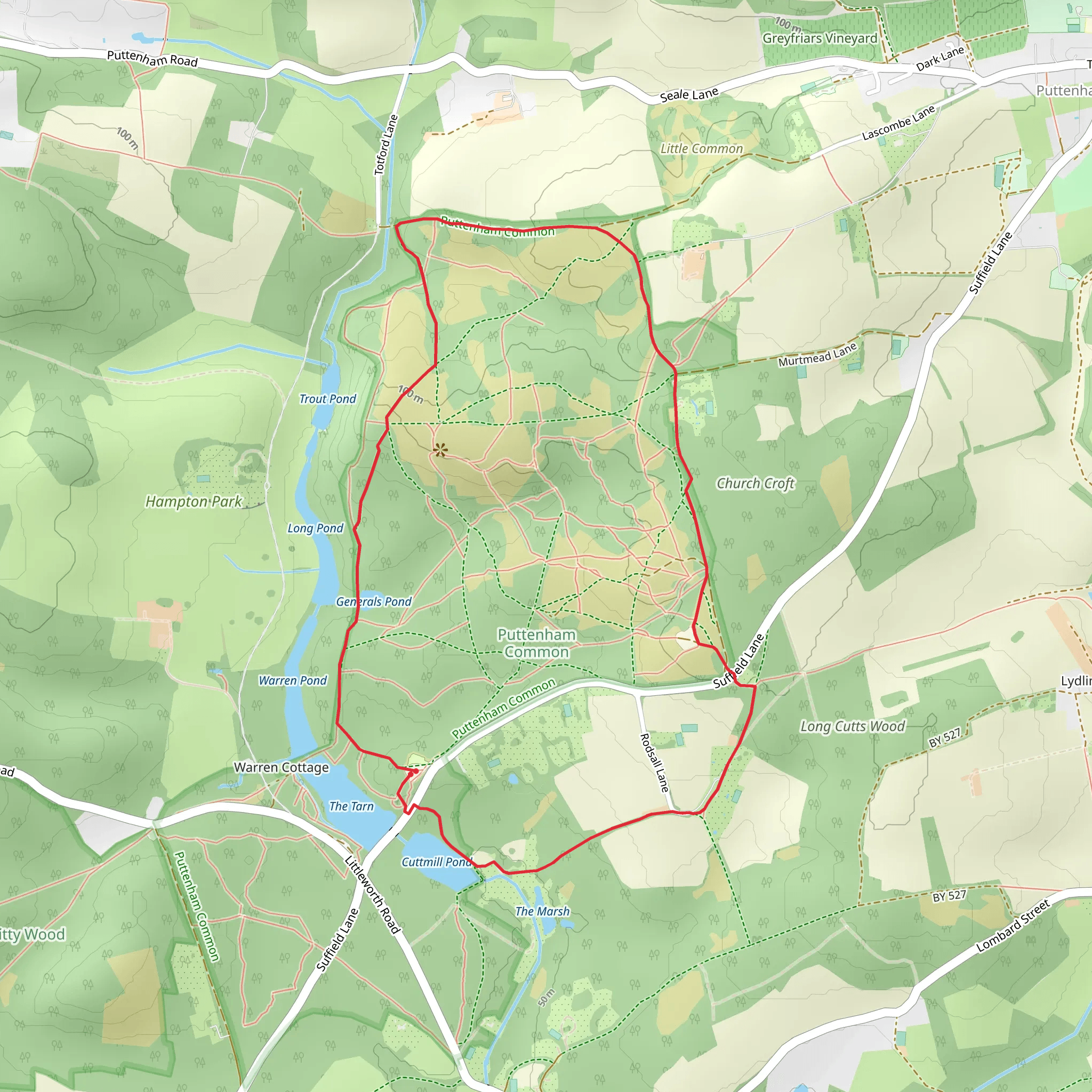Cuttmill Pond and Tatford Hatch Loop mobile static map