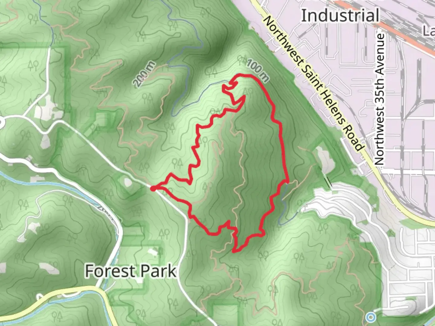 An image depicting the trail Wildwood and Wild Cherry Loop Trail and its surrounding area.