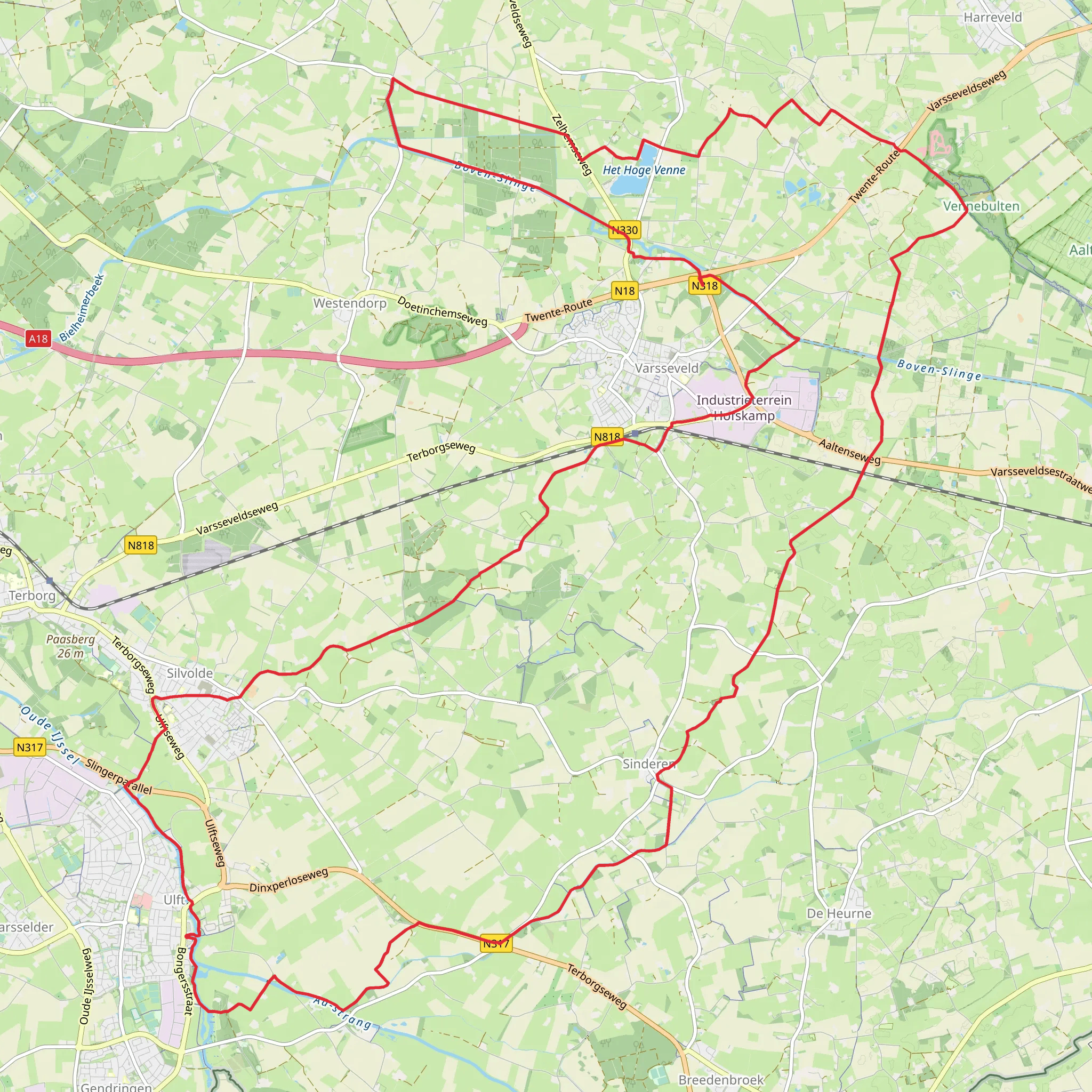 Het Hoge Venne and Vennebulten via Keizersbeekpad mobile static map
