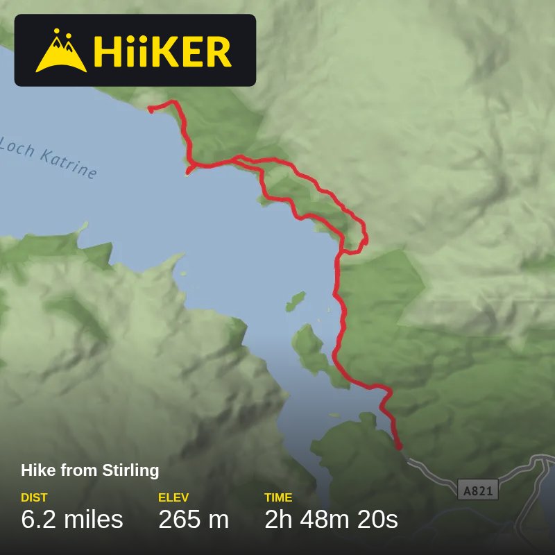 A map preview of the recording Hike from Stirling.