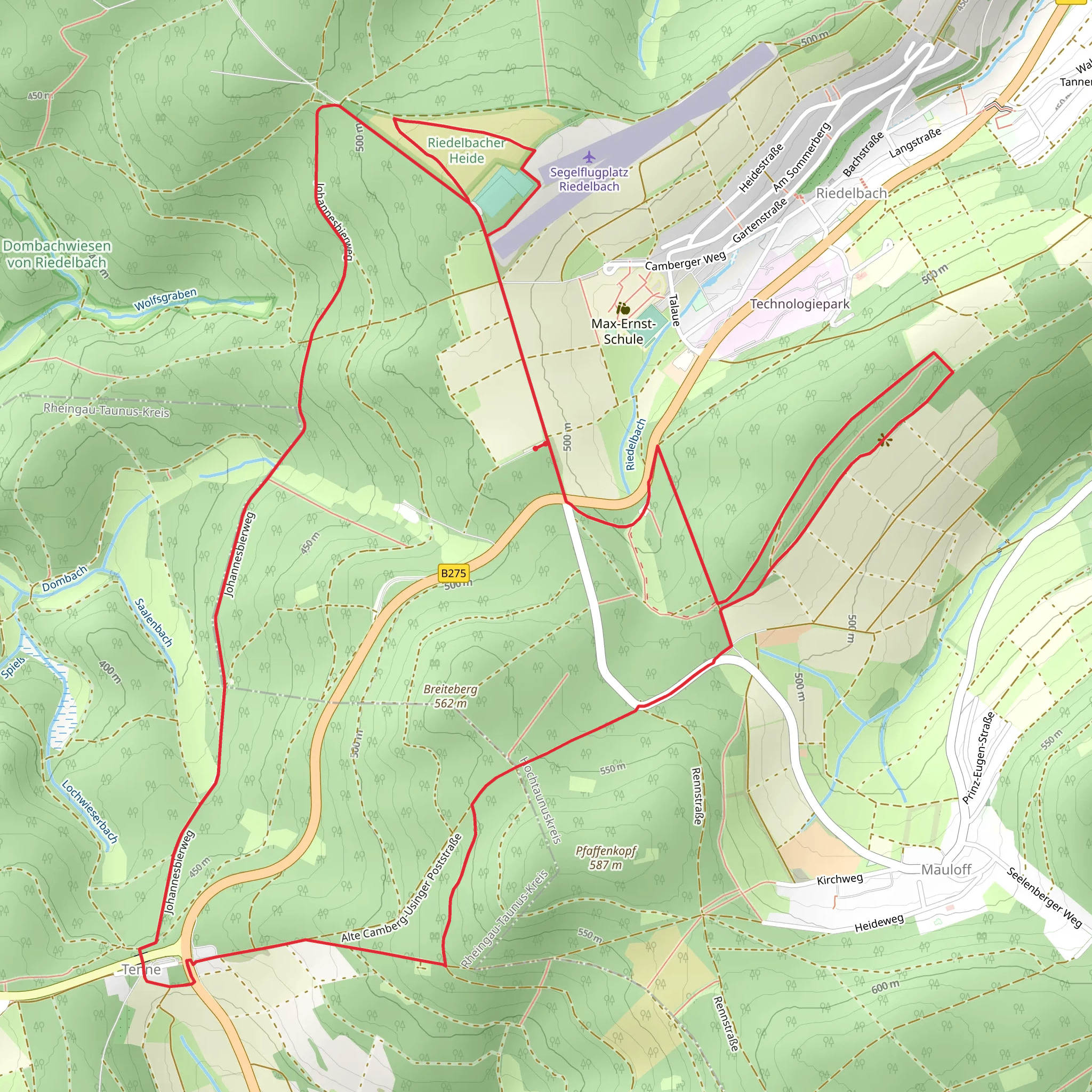 NSG Riedelbacher Heide, Kreuzer Stein and Breiteberg Loop mobile static map