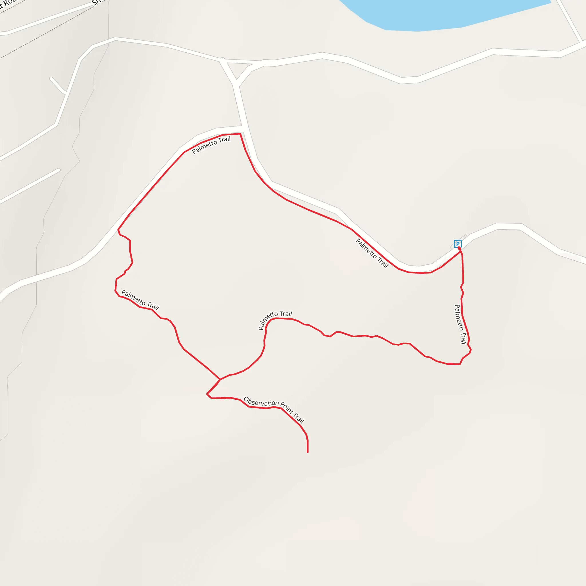 Observation Point and Palmetto Loop Trail mobile static map
