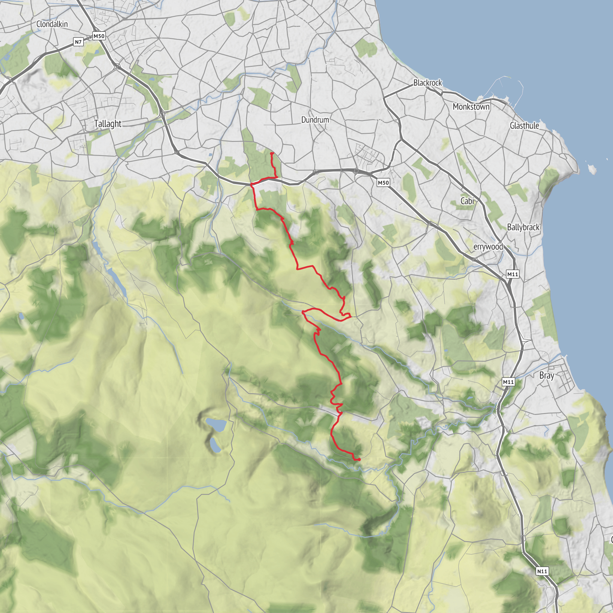 Marlay Park and Glencullen Mountain mobile static map