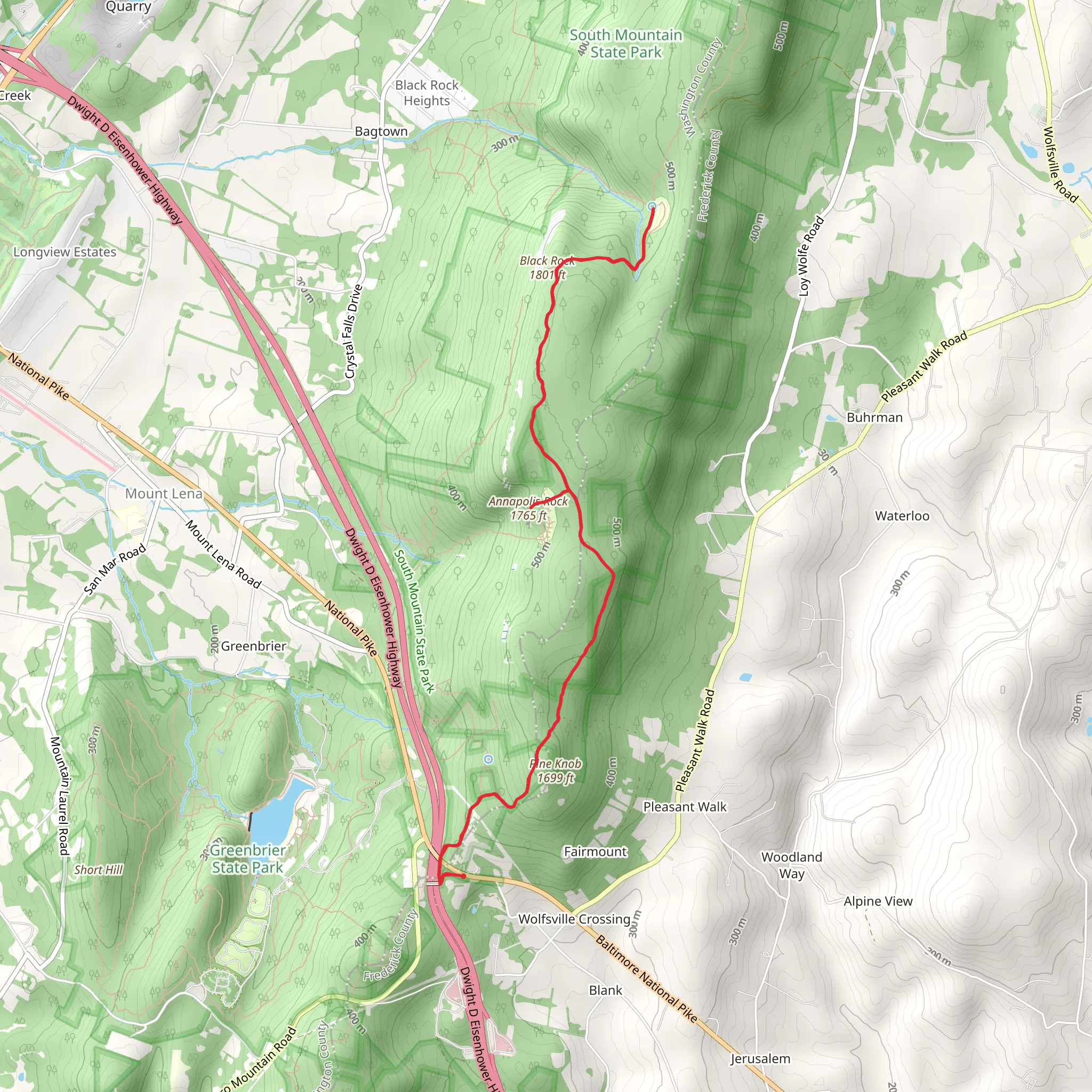Black Rock and Annapolis Rock via Appalachian Trail mobile static map