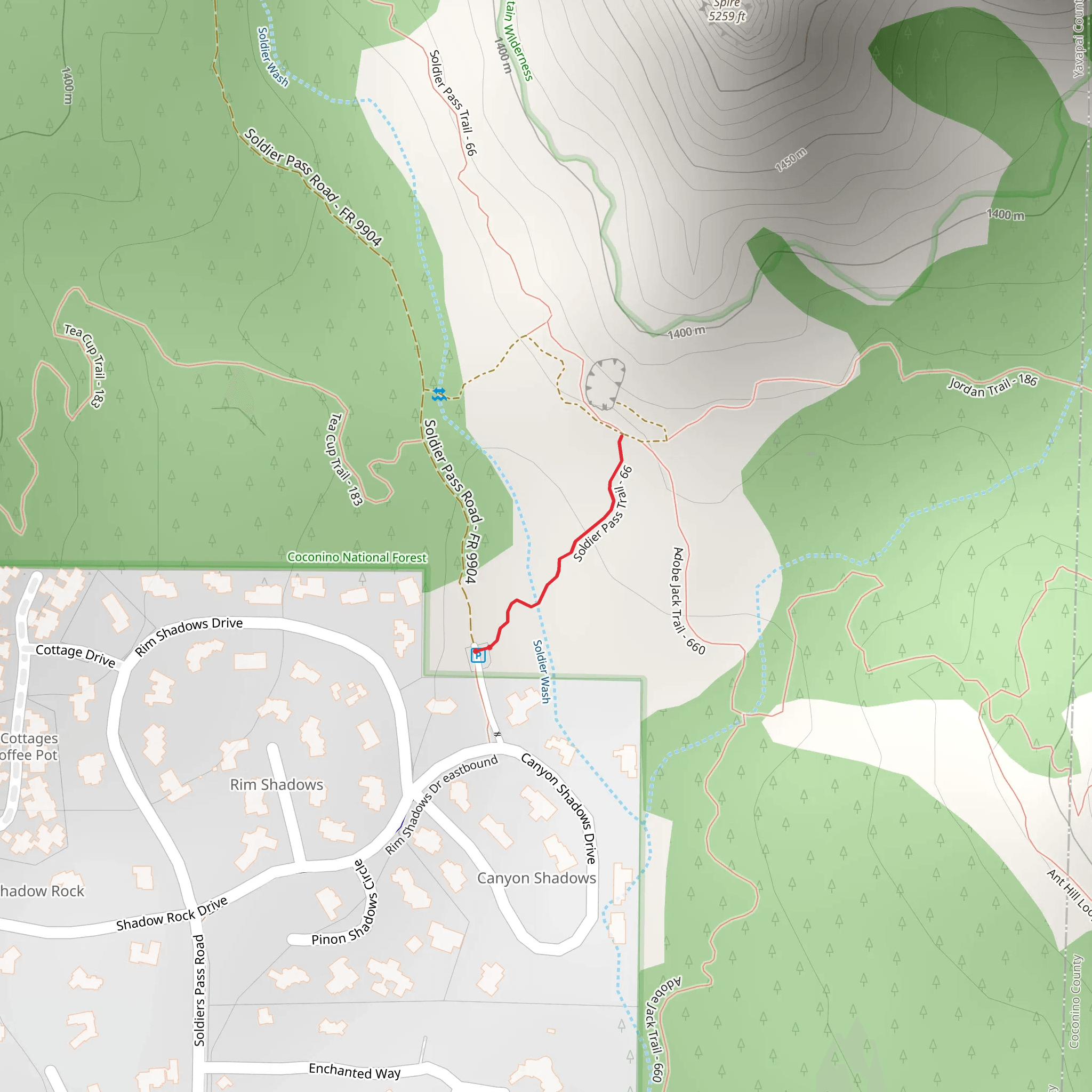 Soldier Pass Road mobile static map