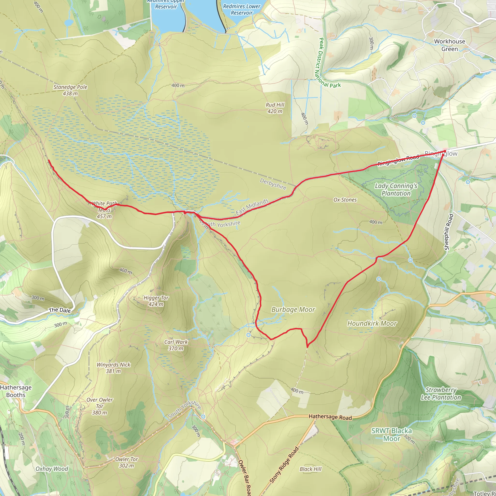 Ringinglow to Robin Hoods Cave mobile static map