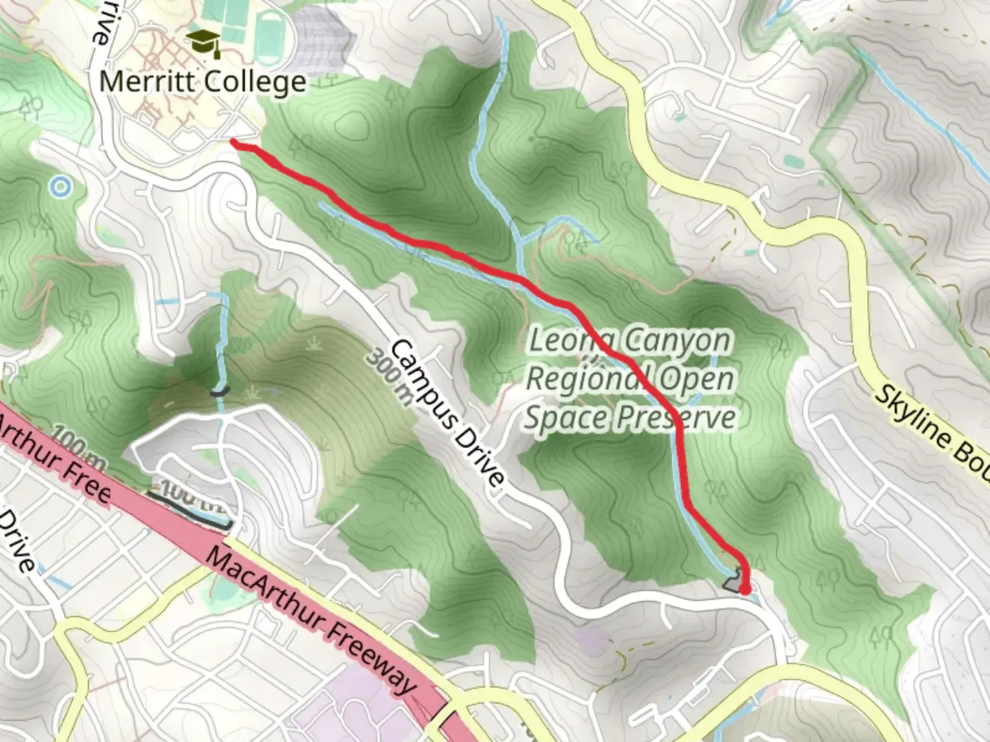 An image depicting the trail Leona Trail and its surrounding area.