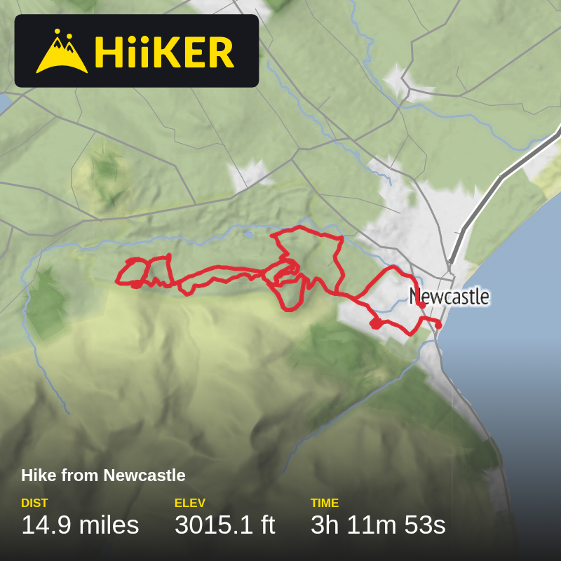 A map preview of the recording Hike from Newcastle.