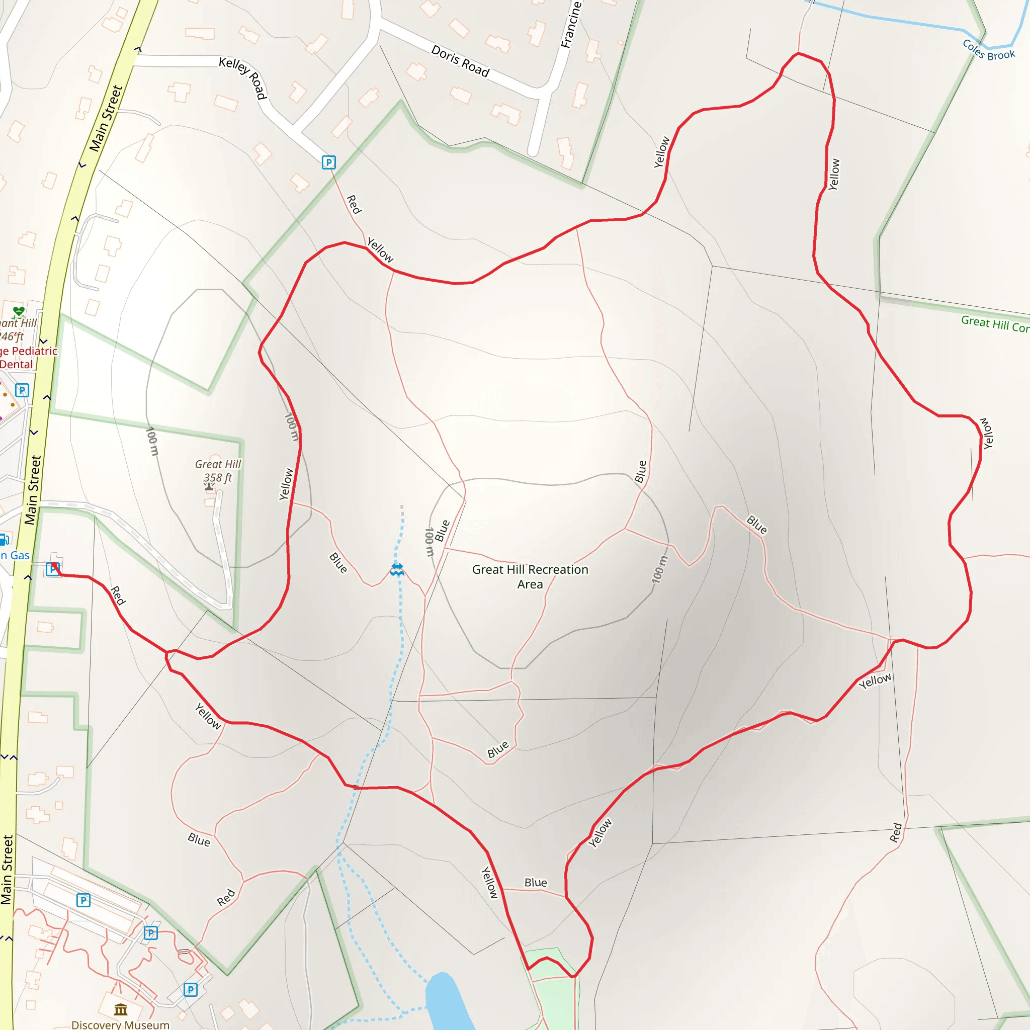 Great Hill Area Loop Trail mobile static map