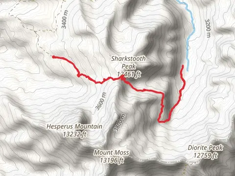Sharkstooth Pass via Sharkstooth Peak Trail and Bear Creek Trail