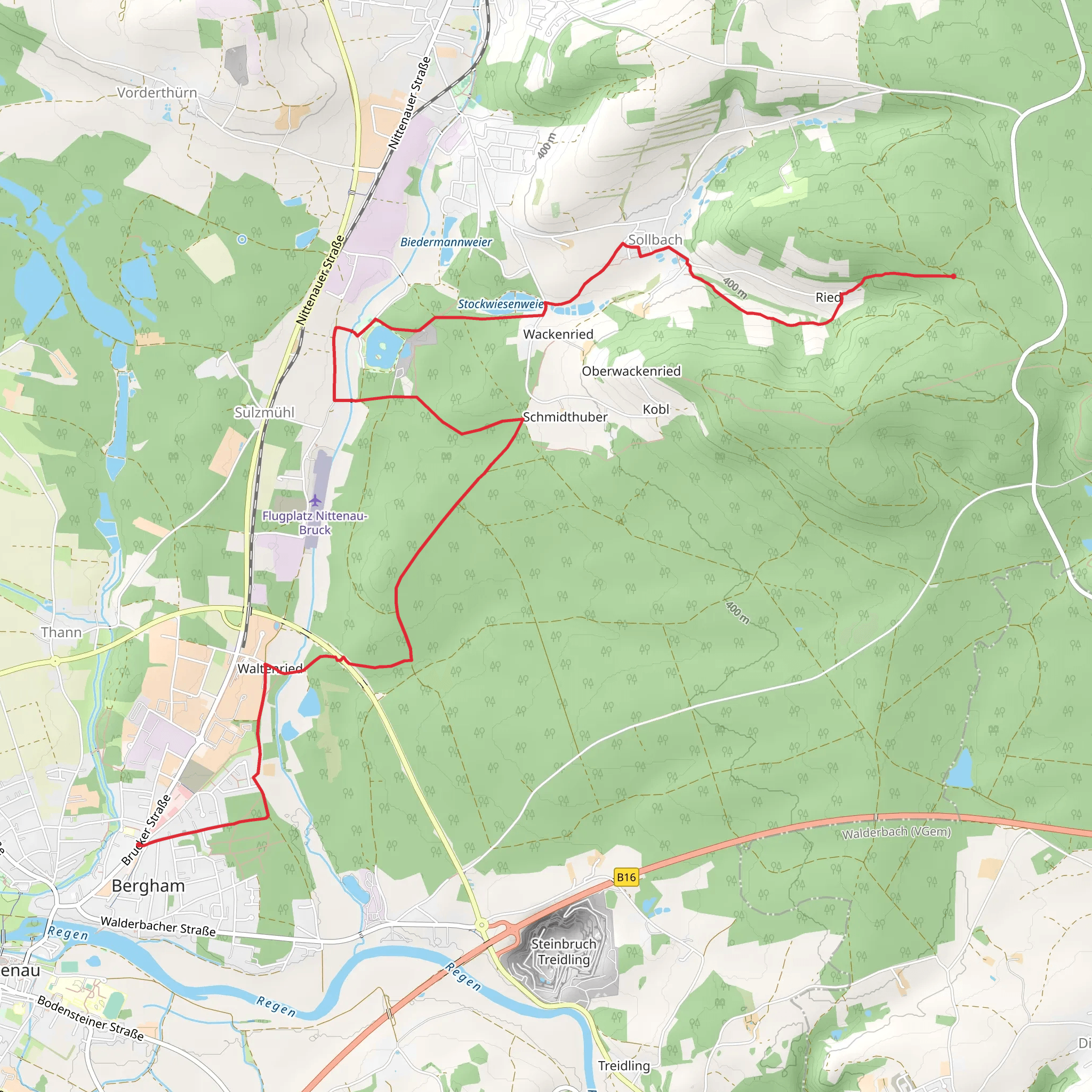 Bergham to Ried Walk mobile static map