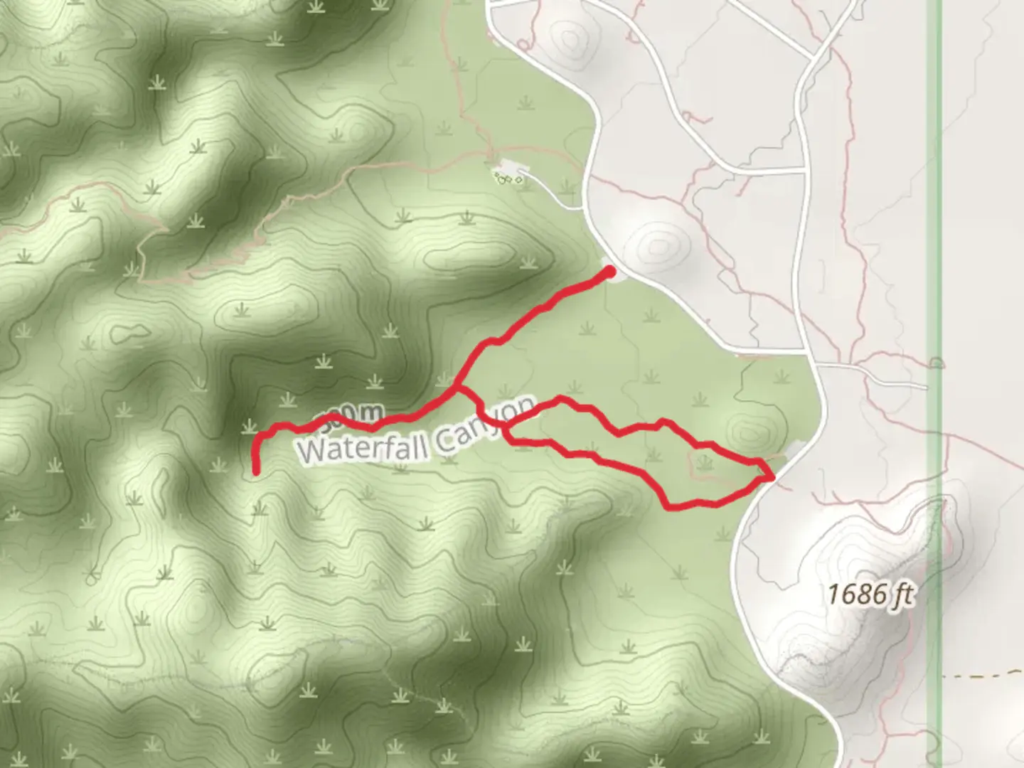 An image depicting the trail Black Rock Long Loop and Waterfall Trail and its surrounding area.