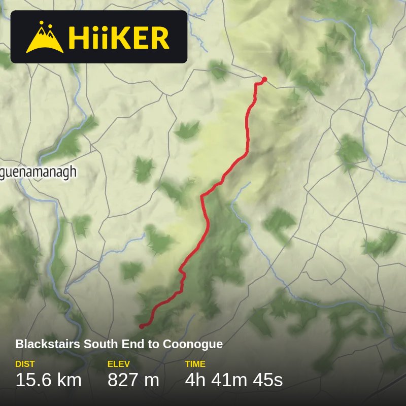 A map preview of the recording Blackstairs South End to Coonogue.