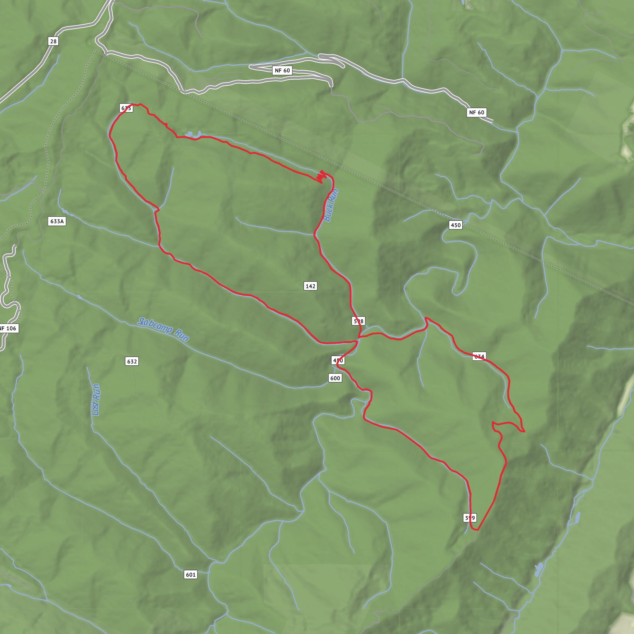 Buck Run Trail, Locust Springs Run Trail and Cold Springs Run Knot mobile static map