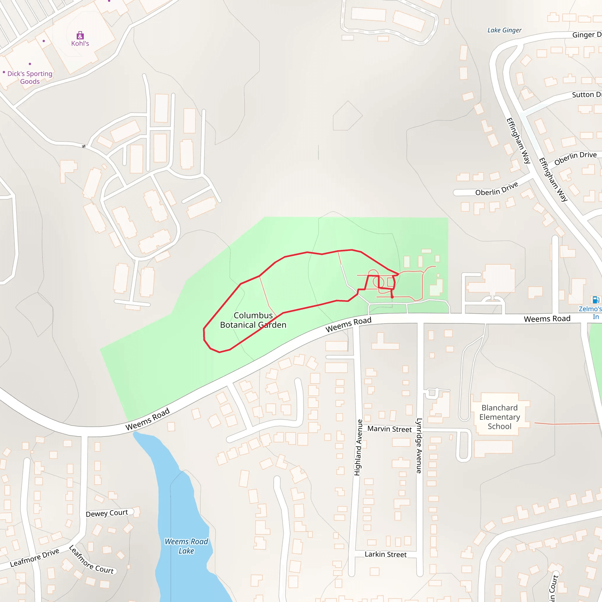 Columbus Botanical Garden Loop mobile static map