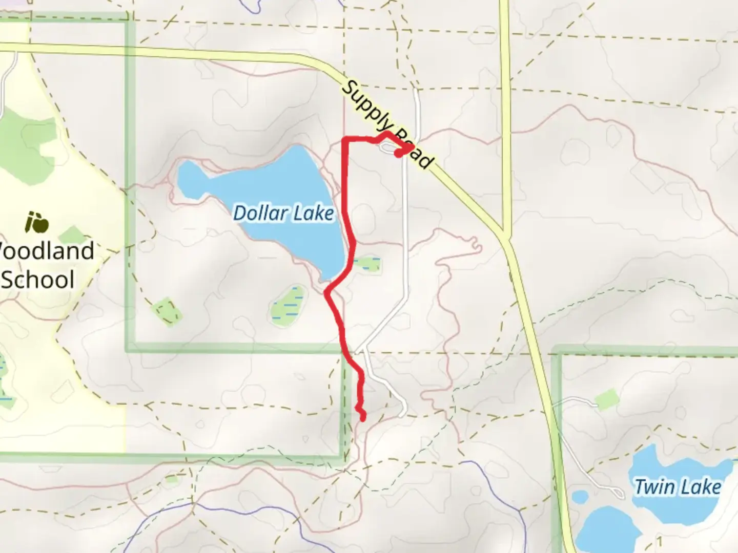 An image depicting the trail Dollar Lake and North Country Trail and its surrounding area.