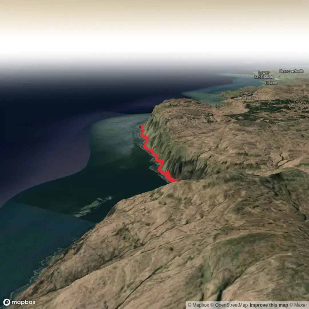 An image depicting the trail Mull: Carsaig Arches and its surrounding area.